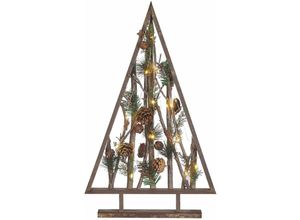 4251682289467 - Beliani - Weihnachtsdekoration Dunkelbraun Kiefernholz 62 cm mit LED-Beleuchtung zum Aufstellen Tannenbaumform Deko Adventsdekoration Tischdeko