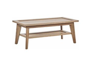 4251682289986 - Beliani - Couchtisch Heller Holzfarbton Faserplatte mit Regal Ablagefach Rattan Rustikal Rechteckig 100 x 50 cm Holzoptik Schlafzimmer Wohnzimmer Flur