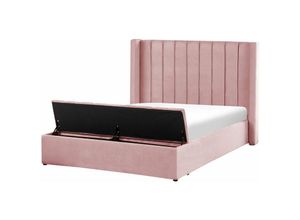 4251682290999 - Beliani - Polsterbett Rosa 140 x 200 cm aus Samtstoff mit Stauraum Elegantes Doppelbett Modernes Design