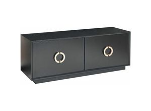 4251682292092 - Beliani - Sideboard Schwarz MDF-Platte 120 x 40 x 45 cm mit 4 Türen Goldenen Griffen Metallgestell Modern Glamourös Wohnzimmer Büro Schlafzimmer Flur