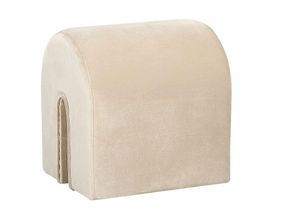 4251682292344 - Beliani - Pouf Beige Samt 42 x 42 x 35 cm U-Form Modern Glamour Look Gebogene Form Deko Sitzhocker Flur Wohnzimmer Salon Schlafzimmer