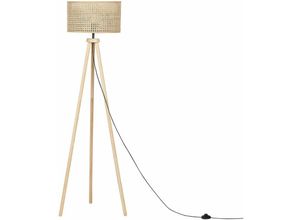 4251682293471 - Beliani - Stehlampe Naturfarben Rattan 150 cm Hoch Trommelform Tripod Dreibein Stativ Lampe Boho Modern für Wohnzimmer Schlafzimmer Flur - Natürlich