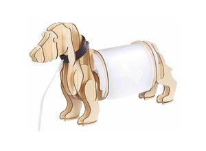 4251682293488 - Beliani - Tischlampe Heller Holzfarbton 25 cm Hundeform Hund für Schreibtisch Nachttisch Home Office Flur Wohnzimmer Schlafzimmer - Weiß