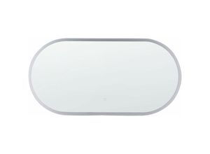 4251682293822 - Beliani - Badspiegel Silber Glas und Aluminium 120 x 60 cm Oval mit LED-Beleuchtung Touch-Sensor Antibeschlag Modern Badezimmer Möbel Ausstattung