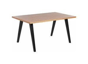 4251682294072 - Beliani - Esszimmertisch Heller Holzfarbton 150 x 90 cm Rechteckig Holzoptik für 4 Personen mit Holzbeinen Schwarz Esszimmer Küche Wohnzimmer