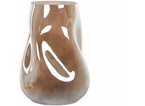 4251682294539 - Beliani - Blumenvase Goldbraun Glas 27 cm Geschwungen mit Breiter Öffnung Modern Tischdeko Wohnaccessoires Deko Glasvase für Wohnzimmer Esstisch Flur