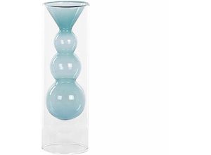 4251682294546 - Beliani - Blumenvase Transparent und Türkis Glas 26 cm Hohe Form mit Schmaler Öffnung Modern Tischdeko Wohnaccessoires Deko Glasvase für Wohnzimmer