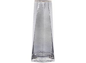 4251682294706 - Beliani - Blumenvase Grau Glas 27 cm Hohe Form mit Goldrand Breiter Öffnung Modern Tischdeko Wohnaccessoires Deko Glasvase für Wohnzimmer Esstisch