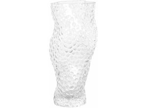 4251682294713 - Beliani - Blumenvase Transparent Glas 23 cm Geschwungen mit Breiter Öffnung Tropfen-Struktur Modern Tischdeko Wohnaccessoires Deko Glasvase Wohnzimmer