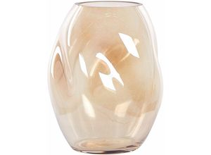 4251682294720 - Beliani - Blumenvase Orange Glas 20 cm Bauchig Geschwungen mit Breiter Öffnung Modern Tischdeko Wohnaccessoires Deko Glasvase für Wohnzimmer Esstisch