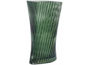 4251682294898 - Beliani - Blumenvase Dunkelgrün Glas 26 cm Hohe Form mit Breiter Öffnung Rillen-Struktur Modern Tischdeko Wohnaccessoires Deko Glasvase Wohnzimmer