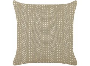 4251682295178 - Beliani - Dekokissen Taupe Baumwolle 45 x 45 cm Bezug mit Füllung Reißverschluss Geometrisches Muster Boho Modern Wohnzimmer Schlafzimmer Deko für