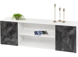 4251684205533 - Lowboard Susa Sideboards Gr B H T 165 cm x 55 cm x 34 cm schwarz-weiß (weiß schiefer) Lowboards Breite 165 cm 4251684205533 - Lowboard Susa Sideboards Gr B H T 165 cm x 55 cm x 34 cm schwarz-weiß (weiß schiefer) Lowboards Breite 165 cm