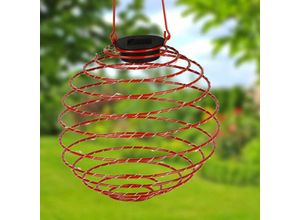 4251699803052 - Buri - led Solar-Spirallaterne 22cm Lampion Spirale Solarlampe Hängelaterne Gartendeko - rot