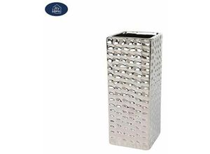 4251699804394 - Mm_unverified_brand - Deko Vase silber eckig Blumenvase Keramikvase Dekovase Tischvase Deko 20x8cm