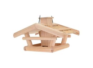 4251699806855 - - Holz Vogelhaus natur 43x30x25cm Vogelfutterspender Futterstation Futterspender