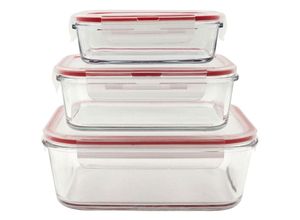 4251699813235 - Glas-Frischhaltedosen mit Deckel 3er-Set eckig Vorratsdose Gefrierdose Lunchbox