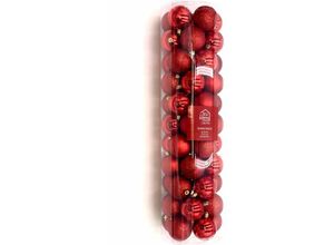 4251699814997 - Buri - Weihnachtsbaumkugeln rot 55-tlg Christbaumschmuck Baumschmuck Christbaumkugeln