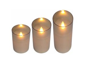 4251699816069 - Buri - led Glas-Windlichter 3er-Set mit Flackerlicht Wachskerze Weihnachtskerze Deko