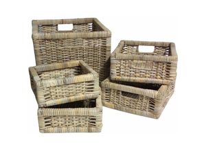 4251699816328 - Buri - Rattankörbe-Set 5-tlg Regalkorb Schrankkorb Aufbewahrungskorb Rattan Box Körbe