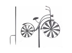 4251699818315 - Buri - Gartenstecker Fahrrad silbergrau Windrad Windspiel Gartendeko Beetdeko Dekorad - Hochrad