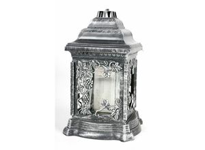 4251699822039 - Grablaterne mit Öllicht 26cm Grabschmuck Grabkerze Grablicht Friedhofskerze Deko - silber - silber