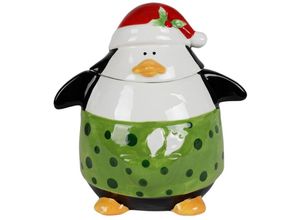 4251699822886 - Buri - Keramik-Keksdose Pinguin Plätzchendose Vorratsdose Weihnachtsdeko Aufbewahrung