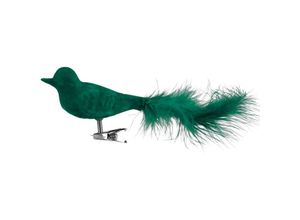 4251699823098 - Glas-Weihnachtsbaumschmuck Vogel 2er-Set mit weichem Samtbezug Weihnachtsdeko - grün - grün