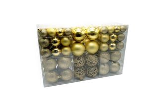 4251699824583 - Buri - Weihnachtsbaumkugeln 100er-Set Baumschmuck Christbaumkugeln Weihnachtskugeln - gold