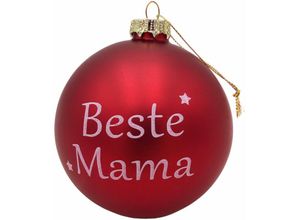 4251699824651 - Buri - Glas-Weihnachtsbaumkugeln rot mit Spruch ∅ 10cm Christbaumschmuck Weihnachtsdeko