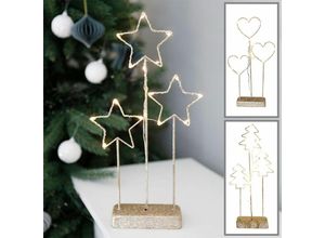 4251699825009 - Buri - Weihnachtliche LED-Drahtdeko mit 15 warmweißen Lichtern Gold Glitzer