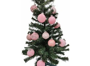 4251699825160 - Buri - Glas-Weihnachtsbaumkugeln rosa 12er-Set 6cm Christbaumschmuck Weihnachtsdeko