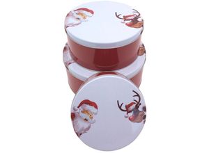 4251699826068 - Buri - Weihnachtsdosen 3er-Set Plätzchendose Gebäckdose Keksdose Vorratsdosen Deko rund - 1