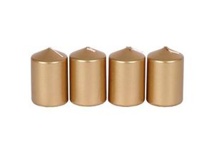 4251699827003 - Buri - Metallic-Stumpenkerzen gold 4er-Set Adventskerzen Weihnachtskerzen Tischdeko