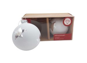 4251699827072 - Glas-Weihnachtsbaumkugeln 2er-Set Christbaumkugeln Weihnachtsschmuck Deko 9cm - weiß   Stern - weiß