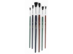 4251699831291 - Buri - 12x 6 Ziegenhaar-Pinsel Set zum malen Kinder Kunst Acrylfarben