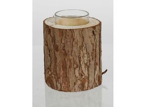 4251699839303 - Glas Windlicht Baumstamm Kerzenhalter Innendekoration Lampe Beleuchtung Holz - Buri