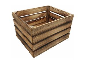 4251699860406 - Buri - Deko-Holzkiste natur geflammt Obstkiste Weinkiste Beistelltisch Schuhregal Deko - geflammt - offen 20 x 20 x 235 cm