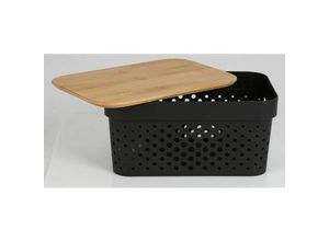 4251699861298 - Buri - 12x Aufbewahrungsboxen 45L Bambusdeckel Kisten Ordnung Lagerung Dekoration Korb