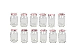 4251699869812 - Buri - 12 x Einmachglas 900ml Vorratsglas Einweckglas Konserve Schraubdeckel kariert