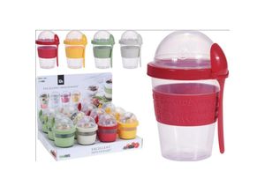 4251699873451 - Buri - 24x Joghurtbecher 600ml Löffel Müsli Lunchboxen Schale To Go Arbeit Deckel