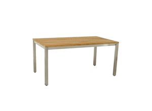 4251704998995 - CASA DOMA Gartentisch Varano Tischplatte aus breiten Teak-Planken Edelstahl-Ge