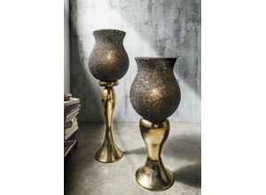 4251707115993 - Windlicht Aluminium bronze mit Effektglas Ø 30 cm 74cm hoch