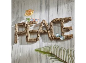 4251707130330 - Unikat Wand-Dekoration Peace Teakholz 75x25x6 cm