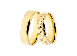 4251729800112 - Trauring Schmuck Geschenk Silber 925 Ehering Partnerring LIEBE Fingerringe Gr 60 mit Zirkonia Silber 925 (Sterlingsilber) 55 mm gelb (gelbgoldfarben kristallweiß) Trauringe Made in Germany - wahlweise mit oder ohne Zirkonia