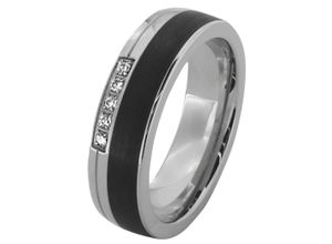 4251729800587 - Trauring Schmuck Geschenk Edelstahl Ehering Partnerring LIEBE Fingerringe Gr 52 mit Zirkonia Edelstahl-Carbon 65 mm schwarz (edelstahlfarben schwarz kristallweiß) Made in Germany wahlweise mit oder ohne Zirkonia