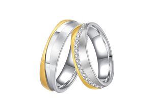 4251729811330 - Trauring Schmuck Geschenk Edelstahl Ehering Partnerring LIEBE Fingerringe Gr 52 mit Zirkonia Edelstahl 6 mm goldfarben (edelstahlfarben gelbgoldfarben kristallweiß) wahlweise mit oder ohne Zirkonia