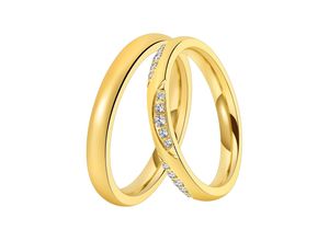 4251729812177 - Trauring Schmuck Geschenk Edelstahl Ehering Partnerring LIEBE Fingerringe Gr 48 mit Zirkonia Edelstahl 3 mm goldfarben (gelbgoldfarben kristallweiß) wahlweise mit oder ohne Zirkonia