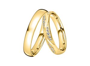 4251729813259 - Trauring Schmuck Geschenk Silber 925 Ehering Partnerring LIEBE Fingerringe Gr 48 mit Zirkonia Silber 925 (Sterlingsilber) 3 mm goldfarben (gelbgoldfarben kristallweiß) wahlweise mit oder ohne Zirkonia