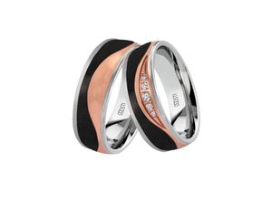 4251729815116 - Trauring Schmuck Geschenk Edelstahl Ehering Partnerring LIEBE Fingerringe Gr 50 ohne Zirkonia Edelstahl-Carbon 65 mm rosegold (edelstahlfarben roségoldfarben schwarz) Trauringe wahlweise mit oder ohne Zirkonia